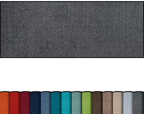 Erwin Müller Fußmatte Mainz, Schmutzfangmatte, Sauberlaufmatte uni anthrazit Größe 60x180 cm - rutschfest, pflegeleicht, für Fußbodenheizung geeignet (weitere Farben, Größen)