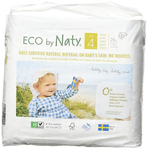 Eco by Naty Babywindeln, Größe 4, 26 Karat, pflanzlich mit 0% Ölkunststoff auf der Haut