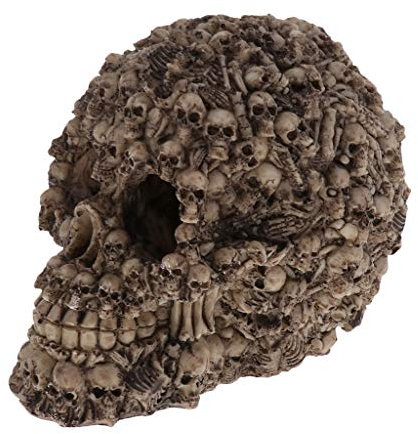 Fenteer Harz Totenkopf Versteck Höhle Terrarium Aquarium Deko für ien und kleine Fische, Typ 1