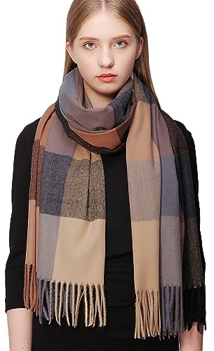 RIIQIICHY Plaid Echarpe Femme Pashmina Chale Etoles Hiver Chaud Grosse Grande Echarpes Foulards Cadeau Noel Anniversaire