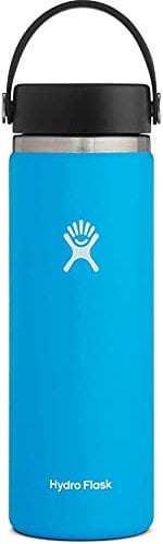 HYDRO FLASK - Water Bottle 591 ml (20 oz) - Vacuum Insulated Stainless Steel Water Bottle Flask with Leak Proof Flex Cap with Strap - BPA-Free - Wide Mouth - Pacific