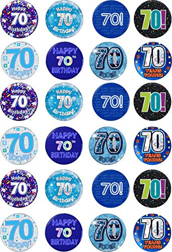 cdb 24 70th Birthday blue male edible Iced Icing CupCake Fairy Cake Toppers