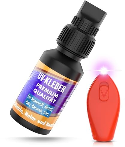 DIP-Tools - Vielseitiger UV Kleber mit Lampe Set- Glasreparaturflüssigkeit - Glaskleber transparent stark wasserfest - Glas Reparatur Set (1x8ml)