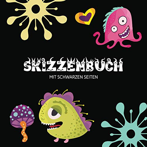 Skizzenbuch mit Schwarzen Seiten | Black Pages: Skizzenbuch Schwarzes Papier | 8.5 x 8.5 Zoll Quadratisch 72 Schwarze Seiten| Kinder Notizbuch ... Quadratisch | Geschenk für Mädchen