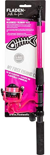 FLADEN Fishing – 12K-01510P Wilderness Kit de démarrage pré-bobiné avec canne télescopique 1,65 m 5-20 g (rose) – Utilisation côtière lac et lumière