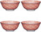 KitchenCraft Set of 4 Glazed Stoneware Bowls with Japanese Floral Pattern, Red & White Ceramic Bowls with Footed Base, Microwave & Dishwasher Safe, 15.7 cm (6)