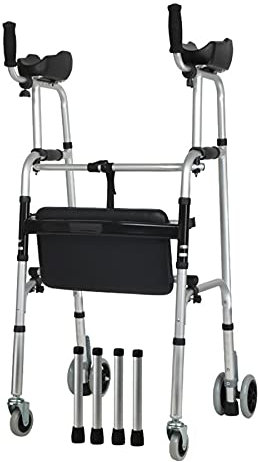 WILLQ Gehilfe Für Senioren Gehwagen Rollator Gehhilfen Senioren Stehen Auafrecht Mit 4 Rädern Und Zusätzlichem Stützpolster Altbarer Leichtgewichtrollato Geländerollator