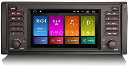 Erisin 8-Kern 4GB+64GB Android 14 Autoradio GPS Navi für BMW X5 E53 7 Zoll IPS Touchscreen Unterstützt Kabelloses CarPlay Android Auto DAB+ Radio DSP Bluetooth 5.0 A2DP WiFi 4G OBD2 SWC Canbus FM RDS