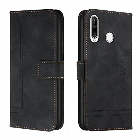 QIWEIQING Compatibili con Custodia Huawei P30 Lite, Cover a Libro Huawei P30 Lite, Custodia in Pelle Huawei P30 Lite Magnetica Cover per Huawei P30 Lite Black HX