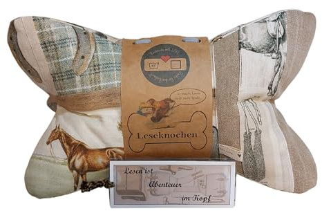 Bastel-Stall by Wetzel Leseknochen Pferde & mehr | Personalisierbar, Handmade, Mit Lesezeichen, Mittlere Härte Faserbällchen, Waschbar 30°C