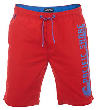 riverso Badehose Herren Regular Fit RIVJannik Badeshorts Sporthose Schwimmhose Shorts Kurze Hosen Print Elastischer Bund Rot L, Größe:L, Farbe:Cherry Red (55300)