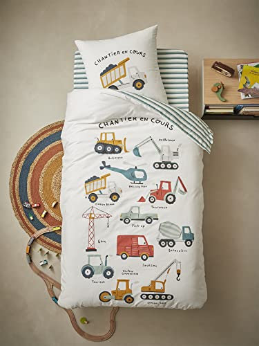 VERTBAUDET Bettwäsche für Kinder, Bettbezug und Kissenbezug, Öko-Tex®, naturfarben/mehrfarbig, 140 x 200 cm, 63 x 63 cm