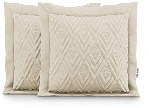 AmeliaHome 2 Kissenbezüge zweiseitig ultrasonic Steppung 45x45 cm Ophelia Creme