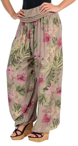 Malito - Damen Haremshose floraler Blumen Print - atmungsaktive Pumphose - dünne Freizeit Strandhose - hautfreundliche Aladinhose 8939 (XS-XL)