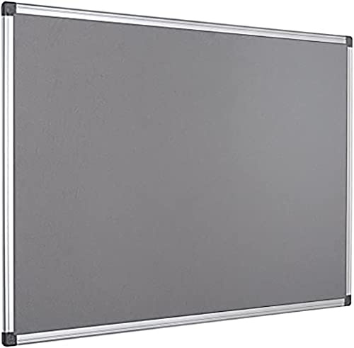KAV 900 x 600mm Aluminium Frame Notice Pin Board - Felt Notice Board Bulletin Frame for Office, School, Bedroom, Memo, and Home (Grey)