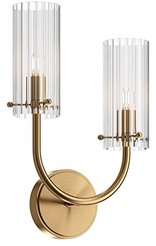 Maytoni Wandleuchte ARCO - 2-flammige Wandlampe in Gold Messing – Wandleuchte innen mit Glasschirmen - Lampe für Wohnzimmer, Esstisch, Schlafzimmer – Retro Design indirekte Beleuchtung