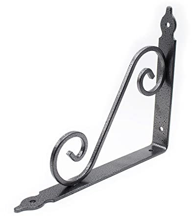 DOJA Barcelona | Escuadra Forja | 190x140 | Pack 2 | Soportes Plateado | Escuadras Metalicas Reforzadas Encimera y Estanterias | Soporte Hierro Estante Angulos para Estanteria Pared, Mueble, Ventana