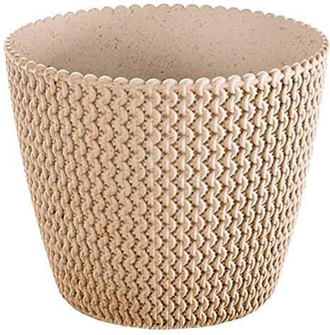 Prosperplast Blumentopf, Ocker, ohne Tank, Kollektion SPLOFY Eco Wood, 21,8 x 21,8 x 18,4 cm, Fassungsvermögen: 5 l.