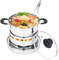 Spirituskocher für Innenraum Mit Topf Campingkocher Edelstahl, Tragbarer Camping Alkoholkocher 2-flammig, Spiritusbrenner Kochtopf-Set für Hot Pot Grillen Picknick,20cm