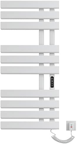 Scaldasalviette Elettrico, 500x1100mm Radiatore Scaldasalviette, Parete Stendino Elettrico, Temperatura costante intelligente Portasciugamani da Bagno Elettrico, Termoarredo Elettrico-White Right