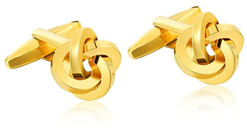 Banemi Manschettenknöpfe Personalisiert, Gold Manschettenknöpfe Personalisiert Knoten Hochzeitsgeschenke für den Bräutigam 1.5X1.5CM
