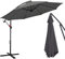 Joparri Parasol de jardin Gris Ø300 cm Avec support, manivelle Protection UV 50+, Aluminium, Imperméable, pour Exterieur Jardin, terrasse, Balcon