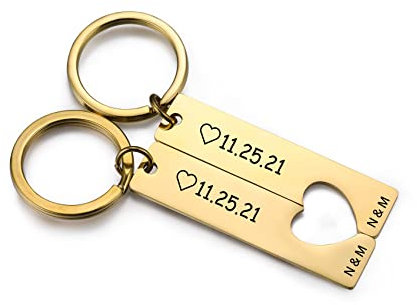 Personnalisé Porte-clés pour la Petite Amie Partenaire Maman, Gravé Casseur du Cœur Porte-clés Cadeau pour la Fête des Mères (Texte Or