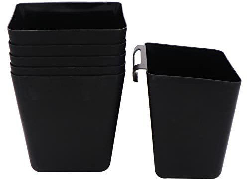 DUTWROY Hanging Cup Holders 6 Pack Trolley Basket Storage Rolling Cart Organizer Accessories Hanging Bins Hanging Buckets Make Up Pencil Holder for Craft Supplies(Black)
