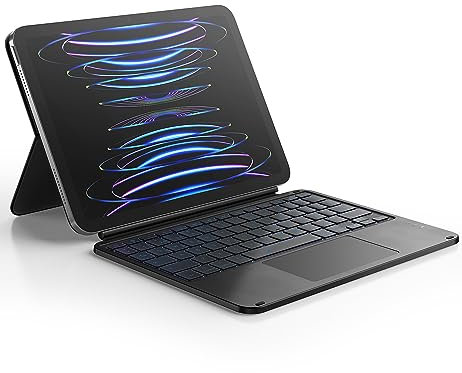 Dracool Funda Teclado para iPad Air 11 (M2) 2024, iPad Pro 11 4.ª/3.ª/ 2.ª/1.ª generación, iPad Air 4ª/5ª generación con Trackpad Magnético Retroiluminado Magic Style Keyboard Folio Español Ñ, Negro