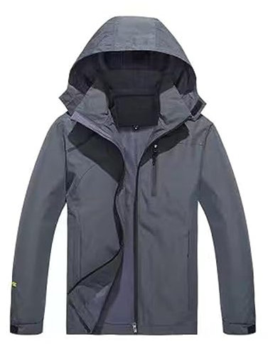 SUKUTU Giacca da Uomo all'aperto impermeabile con Cappuccio Giacca da Trekking Leggera Softshell Foderato Traspirante