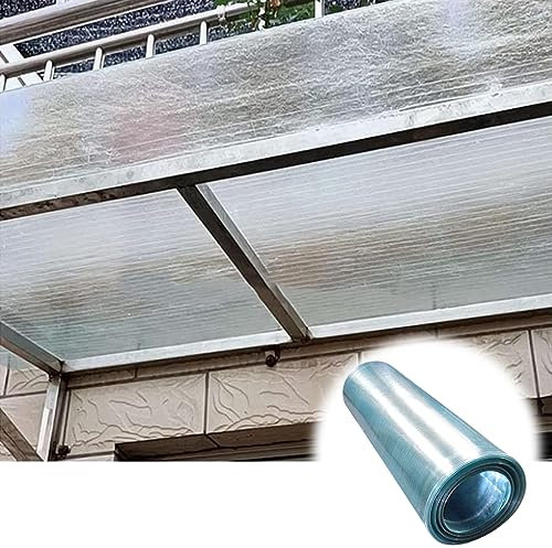Placas de Policarbonato Transparente para Invernadero,0.8mm Exterior Techado Patio Hoja Revestimiento,Impermeable Aislamiento Anti-UV,Fácil Cortar Doblar (0.5x3m)