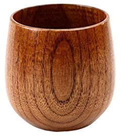 Japanese Wooden Milk Beer Mug Souvenir Tea Beer Cup Mug Drink Tankard Gift - Oak Wood Material, 6x7.5 CM Size