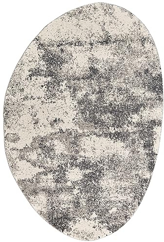 Primaflor Hochflor Wohnzimmer-Teppich - Reflex, Stone, 160x230cm, Schlafzimmerteppich in Grau, Ovaler, Moderm Vintage Design, Made in EU