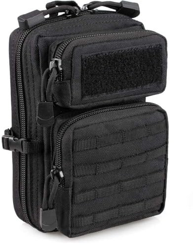 Taktische Molle-Utility-Tasche, EDC-Werkzeugtaschen, Taktische Handytasche, Mini-Hüfttasche, medizinische EDC-IFAK-Tasche, Mini-3-Tage-Angriffsrucksack-Designs (SCHWARZ)