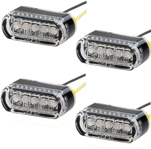 Germany Motorsports LED Mini Motorrad Blinker Micro Stripe e-geprüft vorn + hinten Verkleidungsblinker universal (Klar/Transparent, 2 Paar)