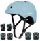 XJD Fahrradhelm Kinder Schoner Set(7er) Kinder Helm mit Knie- & Ellenbogen- & Handgelenkschützer Verstellbarer Schutz Jugend Skaterhelm für 3-13 Jahre Alt (Dusty Blau, S: 51-54 cm)