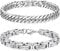 LOCCY Armband Herren, 2 Stück Silber Edelstahl Herrenarmbänder Panzerkette Armband Königskette Armbänder Figaro Armkette Glieder Link Armkette für Männer Jungs (Set 3 Silber-6mm, Zentimeter, 19)