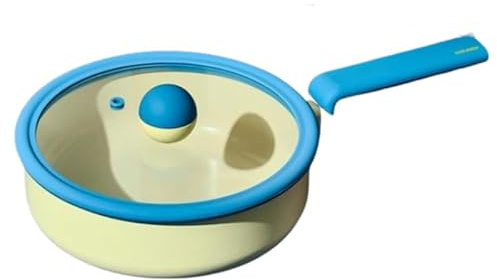 Dänische Bratpfanne mit Glasdeckel, antihaftbeschichtet, keramikbeschichtet, Mehrzweck-Pfanne für Eintopf, Suppe, Braten, Induktions-kompatibles Kochgeschirr, hergestellt in Korea (2,6 Qt)