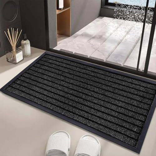 Fit Even Carpet Runners for Hallways Non Slip Long Bedroom Rug - 80 x 150 cm - Inside Door Mat Slip Heavy Duty Mats for Kitchen Floor Entrance Inside Door Mat - Black