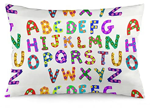 Zierkissen 45X45Cm Bunte Englische Alphabet-Pädagogische Lustige Buchstaben Throw Kissenbezüge Outdoor Throw Kissenbezüge Retro Kopfkissenbezug Für Cafe, Sofa, Bed