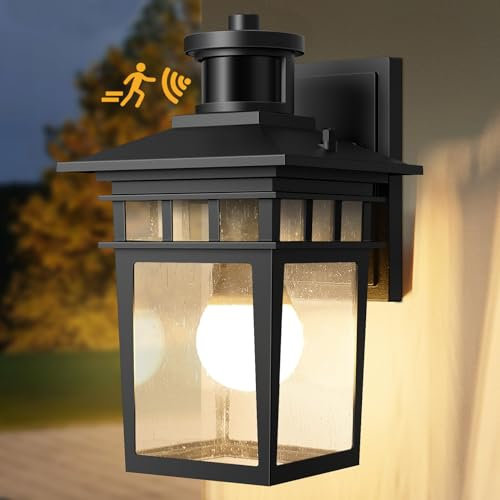 APOTO Aussenlampe mit Bewegungsmelder, 3 Beleuchtungsmodi Lampe mit Bewegungsmelder Aussen, E27-Fassung Wasserdichtes Aluminium Außenwandleuchte Led für Haus