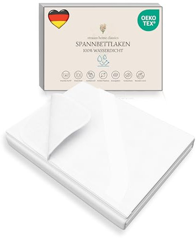 Strauss Home® Wasserdichtes Spannbettlaken 100x200cm – Geräuscharmer Matratzenschoner, Atmungsaktive Inkontinenzauflage mit Rundumgummi, Waschbar und Anti-Milben, Oeko TEX Zertifiziert, Weiß