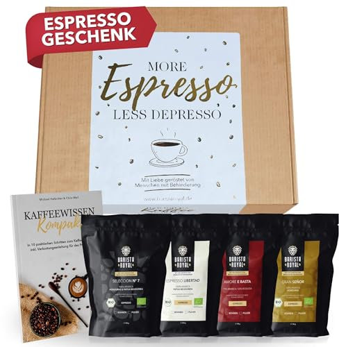 Espresso Geschenk (4 x 100g) - Geschenkidee für Espresso-Liebhaber Geschenk - More Espresso, less Depresso