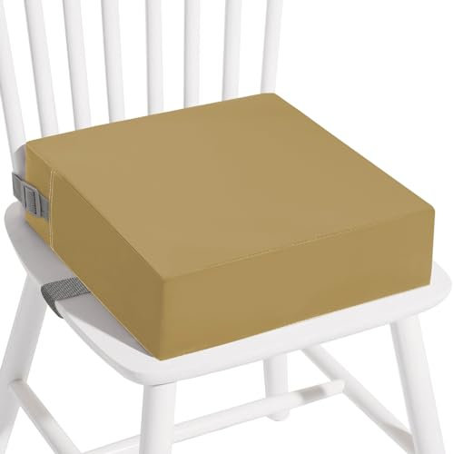 Rehausseur Chaise Enfant, Portabilité Lavable PU Coussin Rehausseur Chaise Surélevée, Adapté pour les Repas des Jeunes Enfants, Coussin de Chaise Jeunes Enfants Facile à Nettoyer (Khaki)