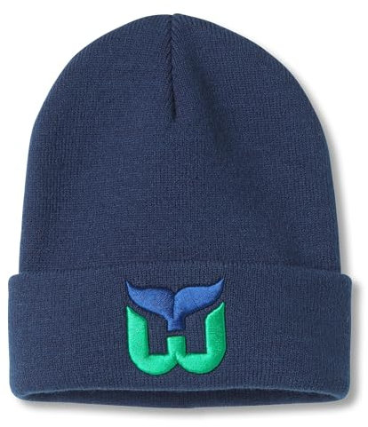 AMERICAN NEEDLE NHL National Hockey League Team Terrain Knit Beanie Cap, Marineblau (Hartford Whalers), Einheitsgr��e