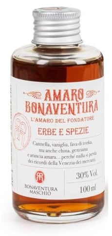 Bonaventura Maschio Amaro Erbe e Spezie Prime Uve, Amaro Italiano 30%, vol 100ml