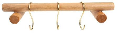 RORPOIR Handtuchhalter Aus Holz Und Eisen Wandhalter Handtuchstange Für Badezimmer Küche 30cm Mit 3 S-Haken Moderne Wandhalterung