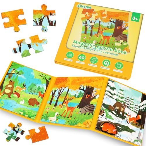 SOLTIRA Magnetpuzzle ab 3,Frühling,Herbst und Winter Kinderpuzzle,3x20 Teile