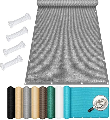 Sonnensegel inkl Befestigungsseile 60 x 130 cm Hdpe Gewebe Uv-Beständig Outdoor Sonnenschutz Sunsegel Rechtwinklig Wasser Luftdurchlässig für Carport Pflanze Pergola Zaun Außen, Hellgrau