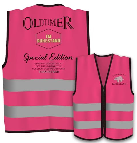 GADITIEK Regalo Pensione Donna Uomo, Gilet Catarifrangente Regali Pensione, Divertenti Regali Per Pensione, Idee Regalo Donna Pensione Abbigliamento (Rosa rossa_OLDTIMER)